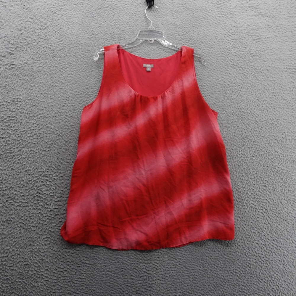 J Jill Silk Blend Chiffon Tunic Tank Blouse XL Red‎ Stripe Womens Lined Classic